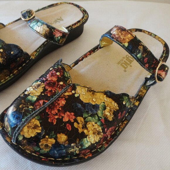 Alegria 37/7.5 Tuscany TUS-633 Mule Clog Shoes Floral Leather - Picture 2 of 8